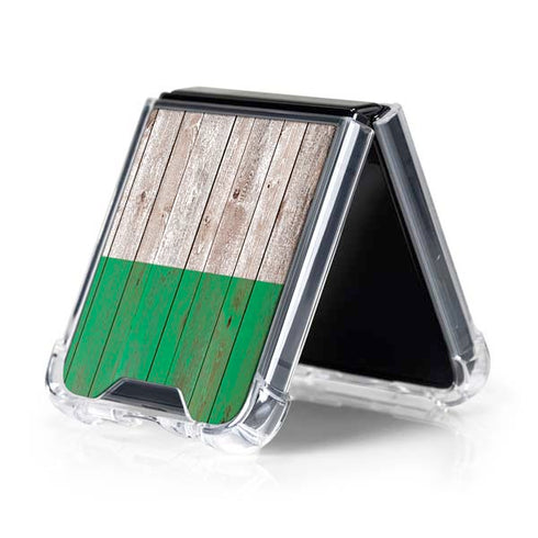 Ireland Flag Dark Wood Galaxy Z Flip5 5G Clear Case